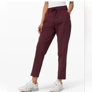 Lululemon Women's Keep Moving High Rise Full Length Pants Strech Burgundy Size 4
